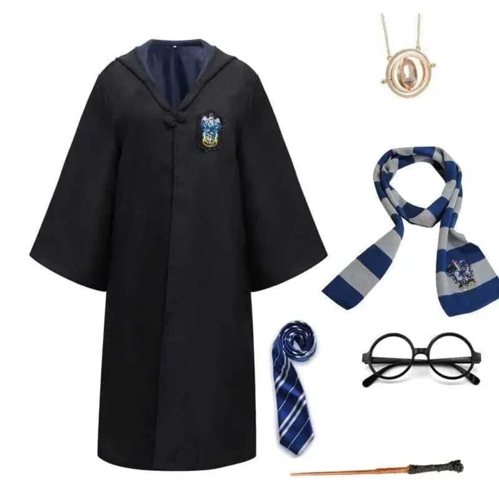 Halloween Wizard Robe Costume with Pointed Hood and Embroidered Chest Crest - Image 9
