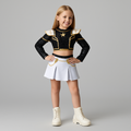 Halloween Zombie Cheerleader Costume with Crop Top and Pleated Skirt Outfit - Image 1