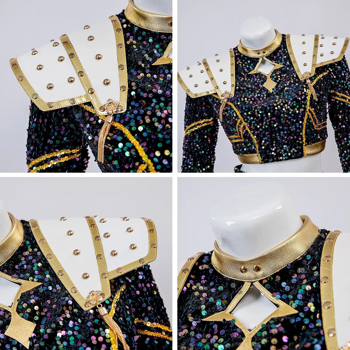 Halloween Zombie Cheerleader Costume with Crop Top and Pleated Skirt Outfit - Image 10