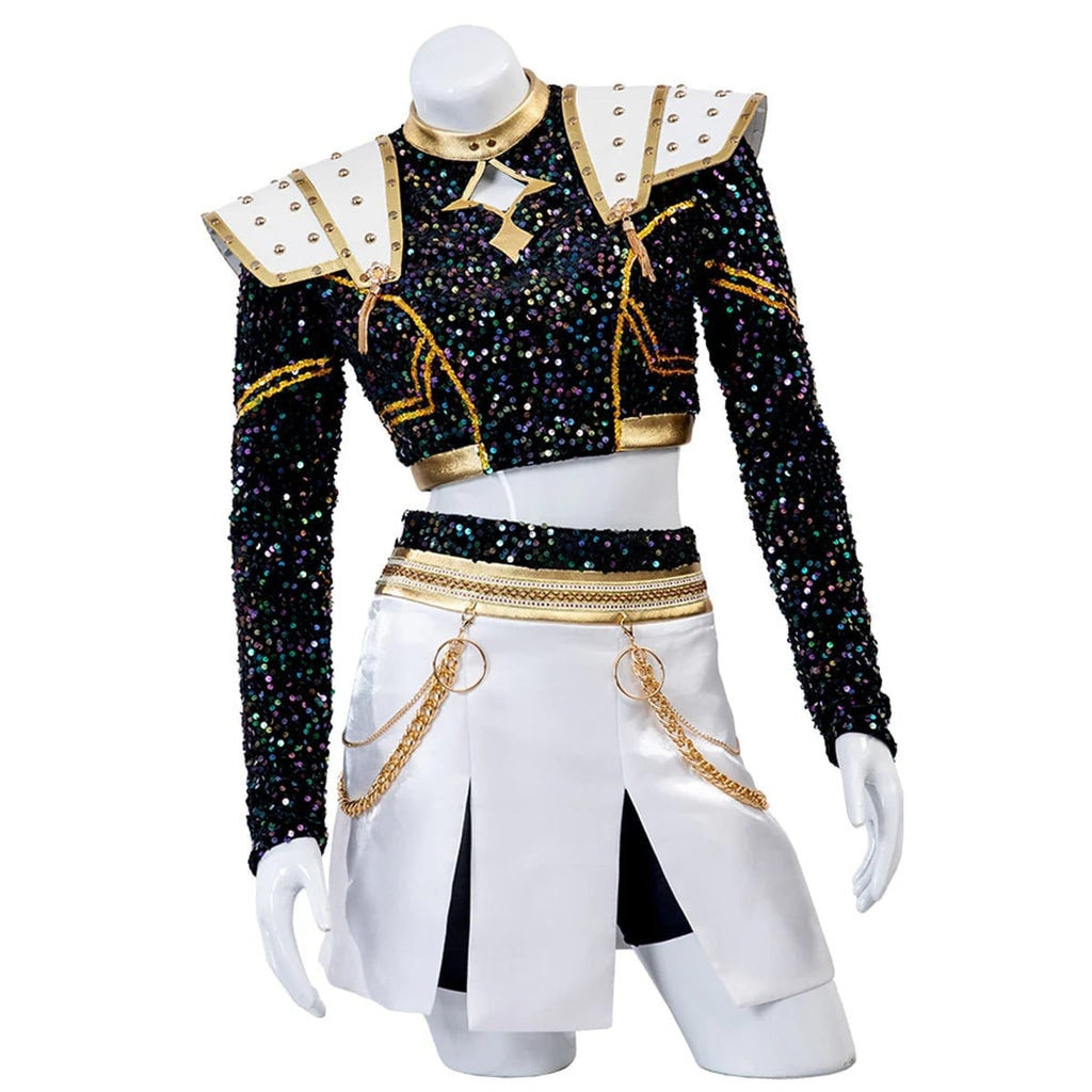 Halloween Zombie Cheerleader Costume with Crop Top and Pleated Skirt Outfit - Image 7