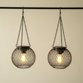 Hanging Solar Lights Outdoor with Wire Mesh Globe and Warm LED Edison Lantern Street - Image 2