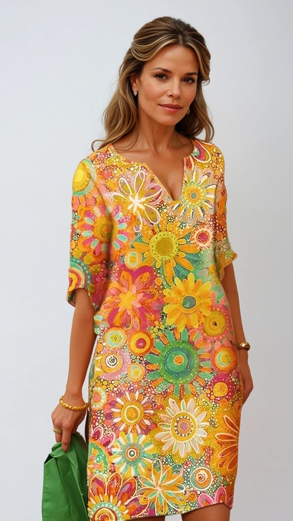 V-Neck Floral Dress for Women – Comfortable Versatile Outfit for Casual Wear, Holidays and Everyday Style