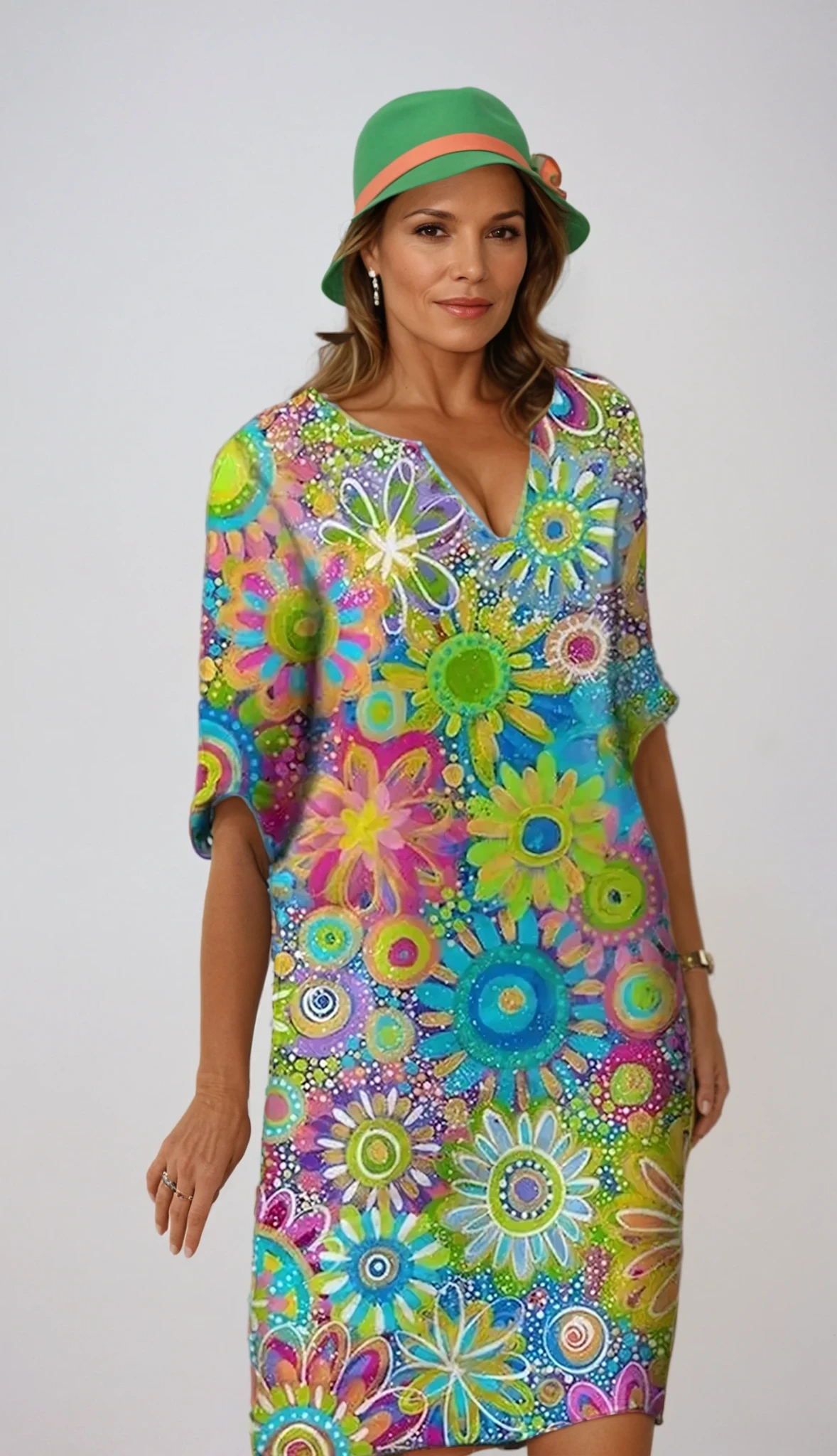 V-Neck Floral Dress for Women – Comfortable Versatile Outfit for Casual Wear, Holidays and Everyday Style