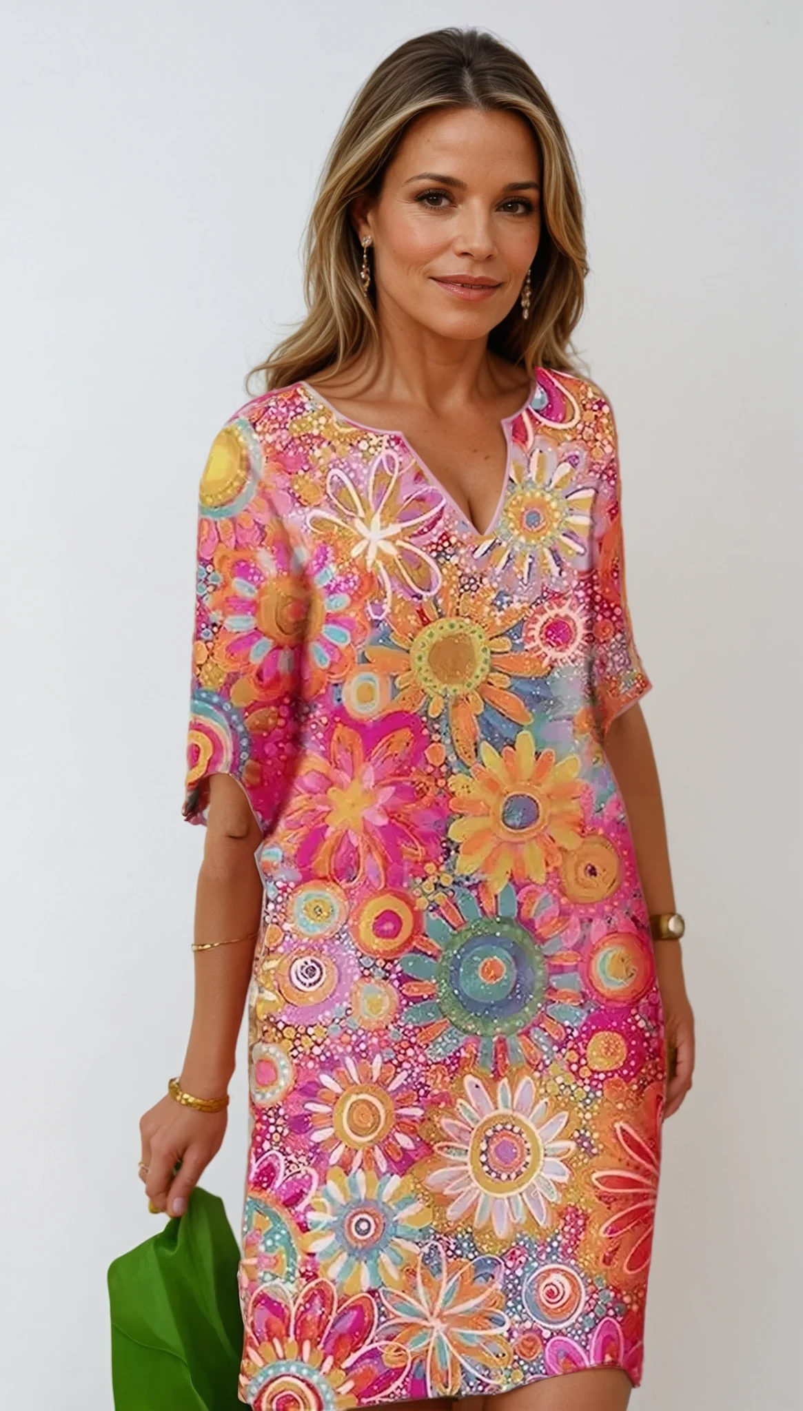 V-Neck Floral Dress for Women – Comfortable Versatile Outfit for Casual Wear, Holidays and Everyday Style
