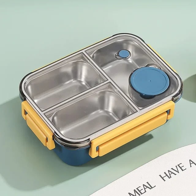 Heatable Stainless Steel Lunch Box with Leak-Proof Snap Locks and Removable Sauce Container - Image 1