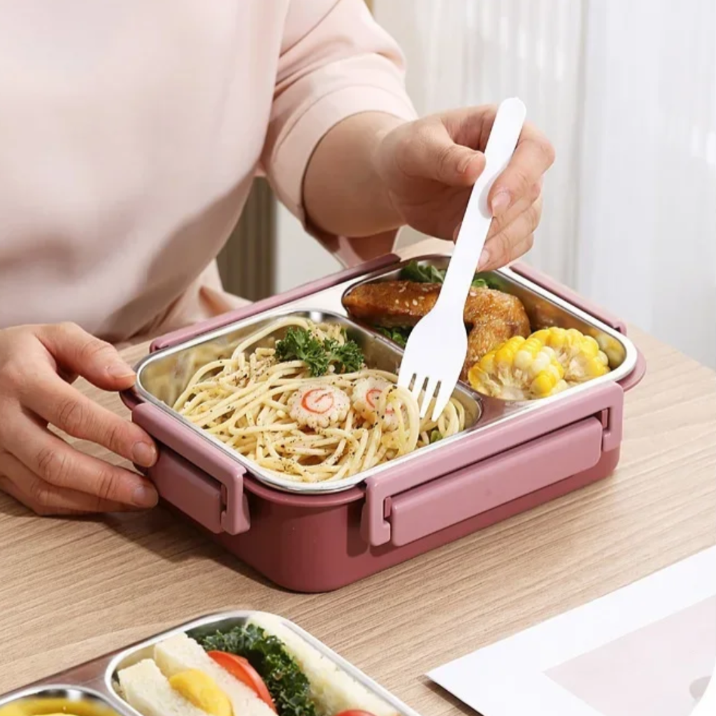 Heatable Stainless Steel Lunch Box with Leak-Proof Snap Locks and Removable Sauce Container - Image 12