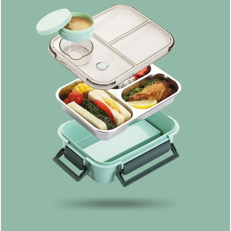 Heatable Stainless Steel Lunch Box with Leak-Proof Snap Locks and Removable Sauce Container - Image 6