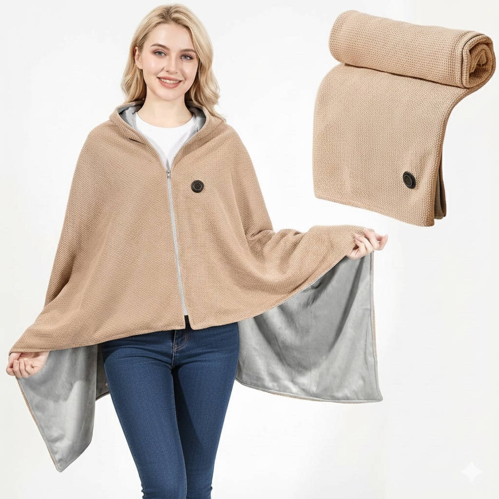 Heated Blanket Electric Heater Shawl with USB Power and Eight Heating Zones Cordless Throw - Image 1