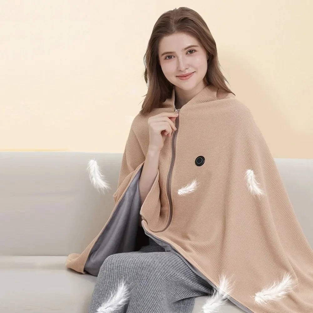 Heated Blanket Electric Heater Shawl with USB Power and Eight Heating Zones Cordless Throw - Image 3