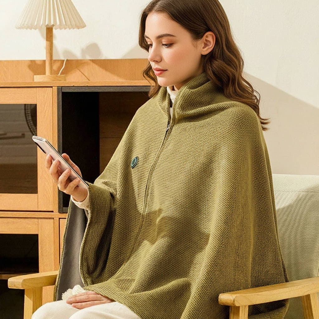 Heated Blanket Electric Heater Shawl with USB Power and Eight Heating Zones Cordless Throw - Image 7