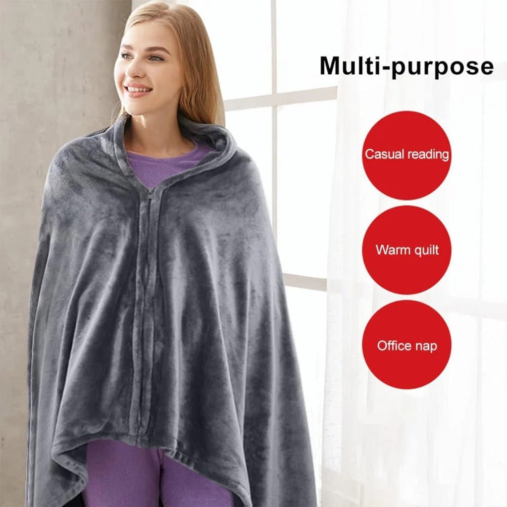 Heated Blanket Electric Shawl with USB Power Zipper Closure and Fleece Cover Cordless Throw - Image 4