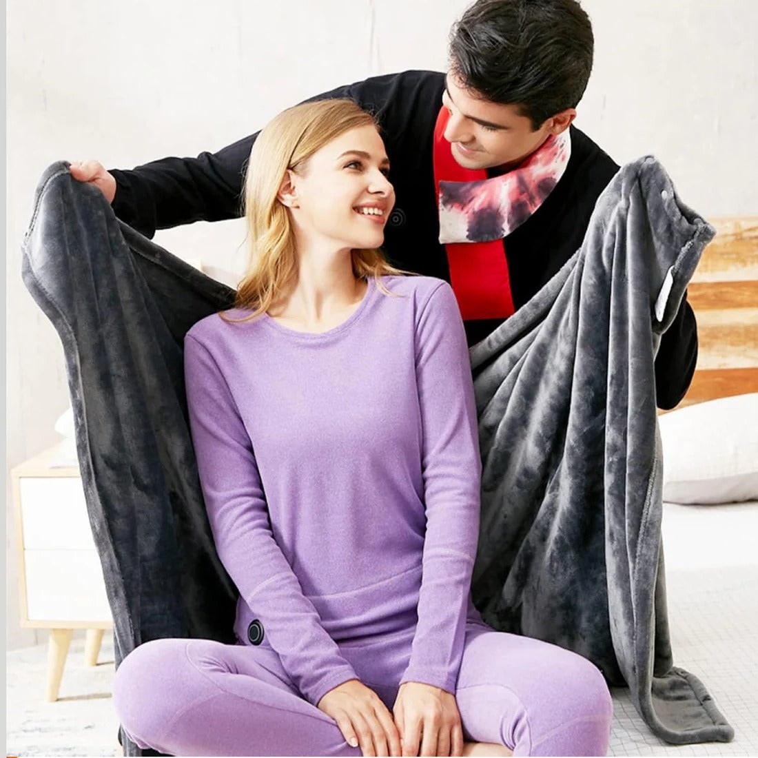 Heated Blanket Electric Shawl with USB Power Zipper Closure and Fleece Cover Cordless Throw - Image 5