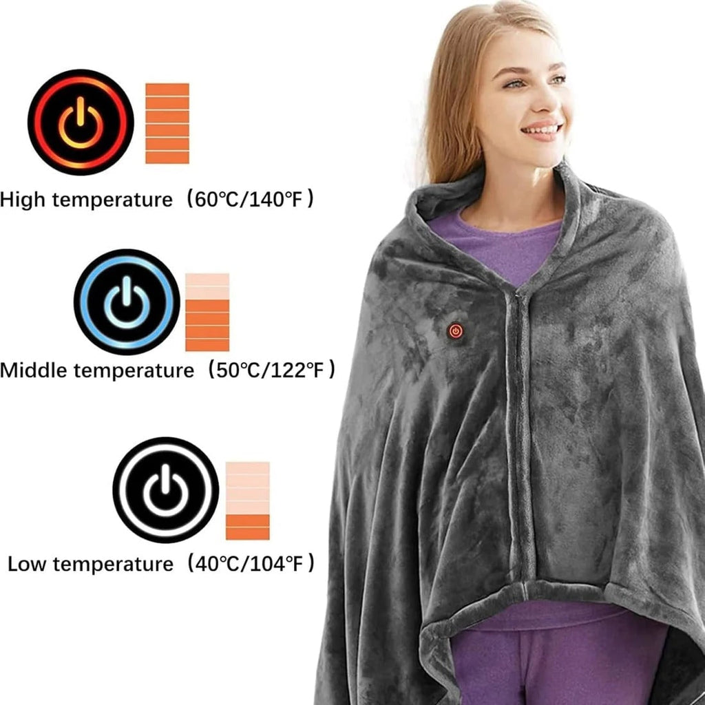 Heated Blanket Electric Shawl with USB Power Zipper Closure and Fleece Cover Cordless Throw - Image 6