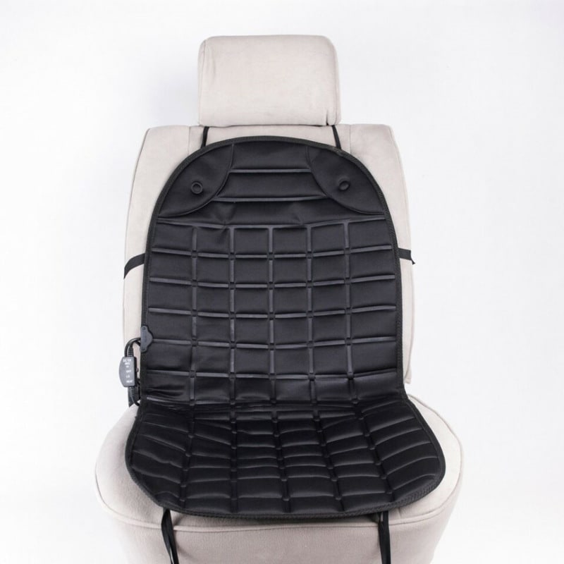 Heated Car Seat Cover and Cushion with 12v Adapter Quilted Design and Ergonomic Back Support - Image 9