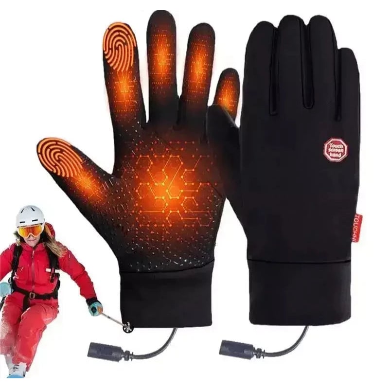 Heated Gloves Touchscreen Compatible Non Slip Grip Black Wired Winter Outdoor - Image 1