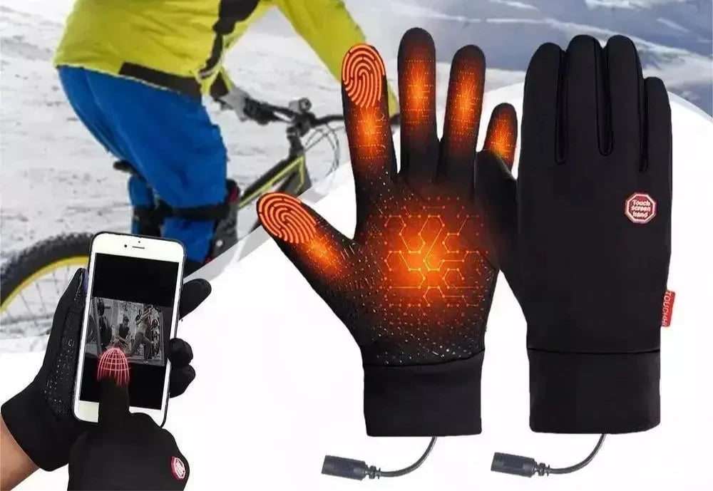 Heated Gloves Touchscreen Compatible Non Slip Grip Black Wired Winter Outdoor - Image 2