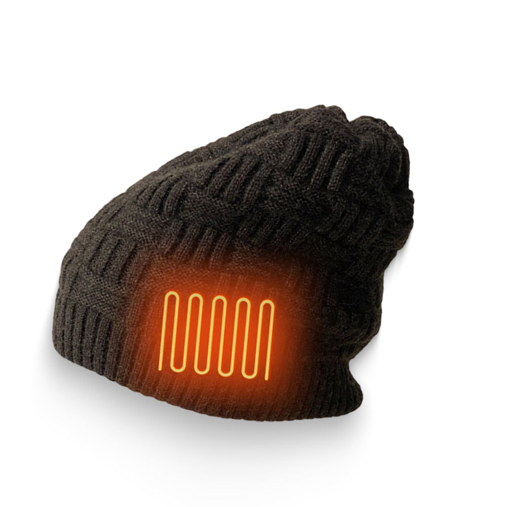 Heated Hat Rechargeable Battery Slouchy Knit Beanie Internal Heating Elements Stocking Cap - Image 6