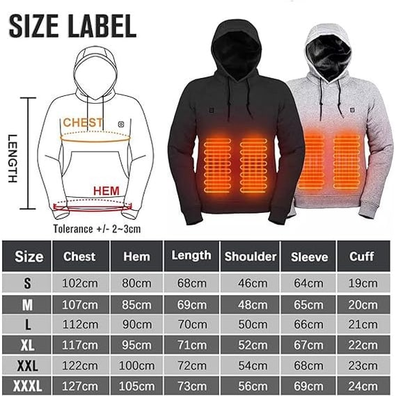Heated Hoodie with USB Electric Heating Zones and Adjustable Temperature Control Jacket - Image 11