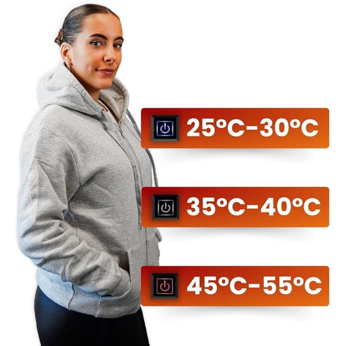 Heated Hoodie with USB Electric Heating Zones and Adjustable Temperature Control Jacket - Image 3