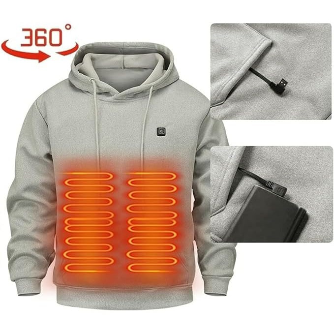 Heated Hoodie with USB Electric Heating Zones and Adjustable Temperature Control Jacket - Image 6