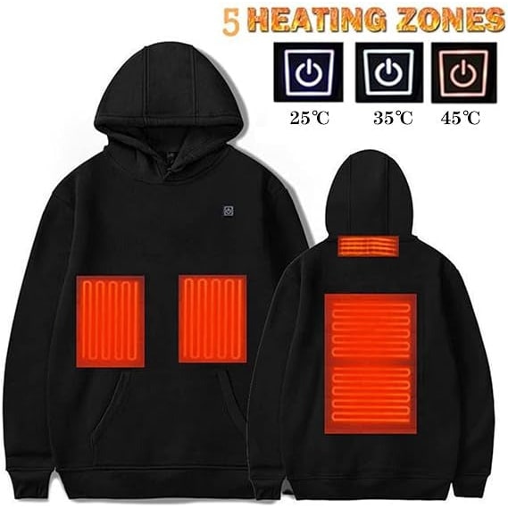 Heated Hoodie with USB Electric Heating Zones and Adjustable Temperature Control Jacket - Image 7