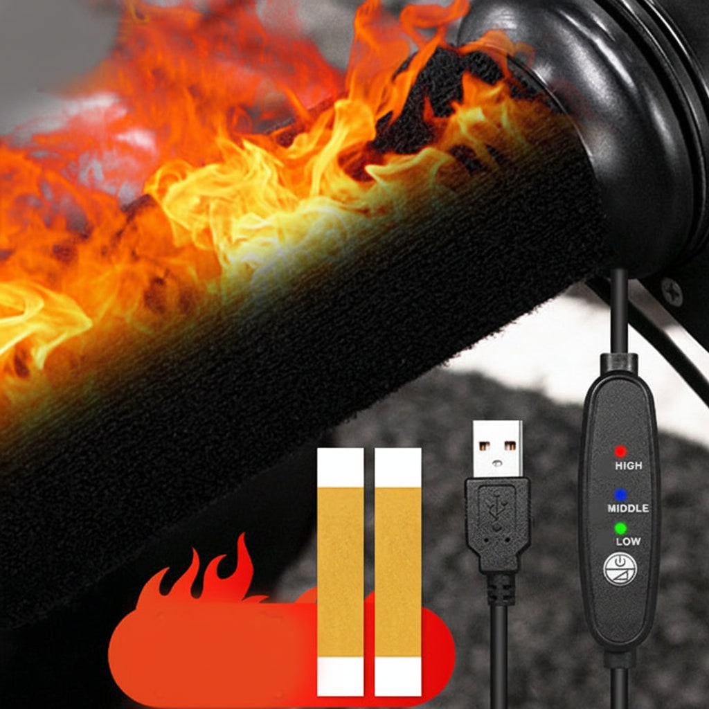 Heated Motorcycle Grips with USB Temperature Control and Non-Slip Fabric Hand - Image 8