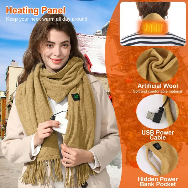 Heated Neck Wrap Back Heating Pad with USB Power and Temperature Control Scarf - Image 1