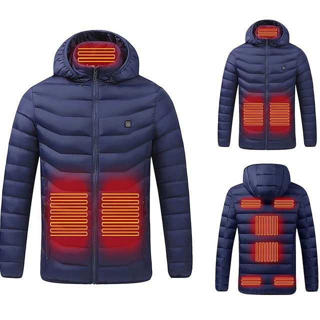 Heated Puffer Jacket with 9 Heating Zones Hood and Water-Resistant Quilted Design Vest - Image 10