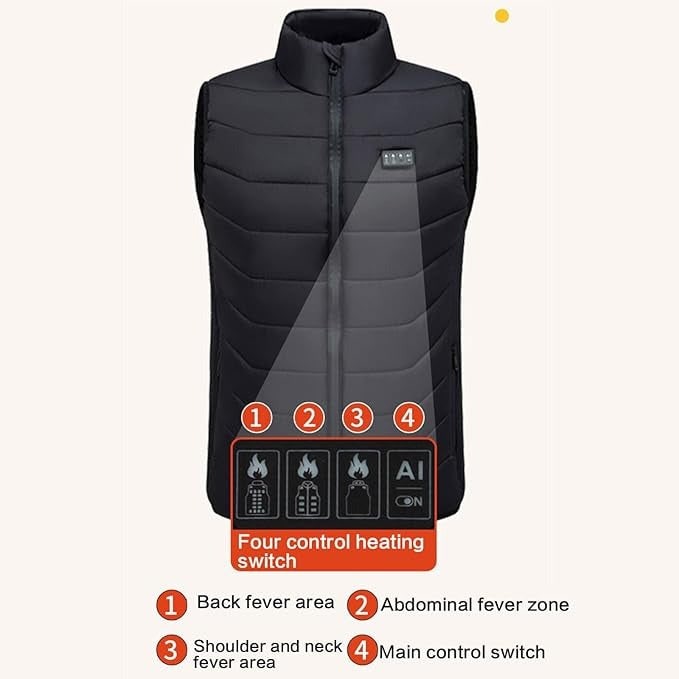 Heated Vest with USB Power Rechargeable Battery and Quilted Puffer Design - Image 5