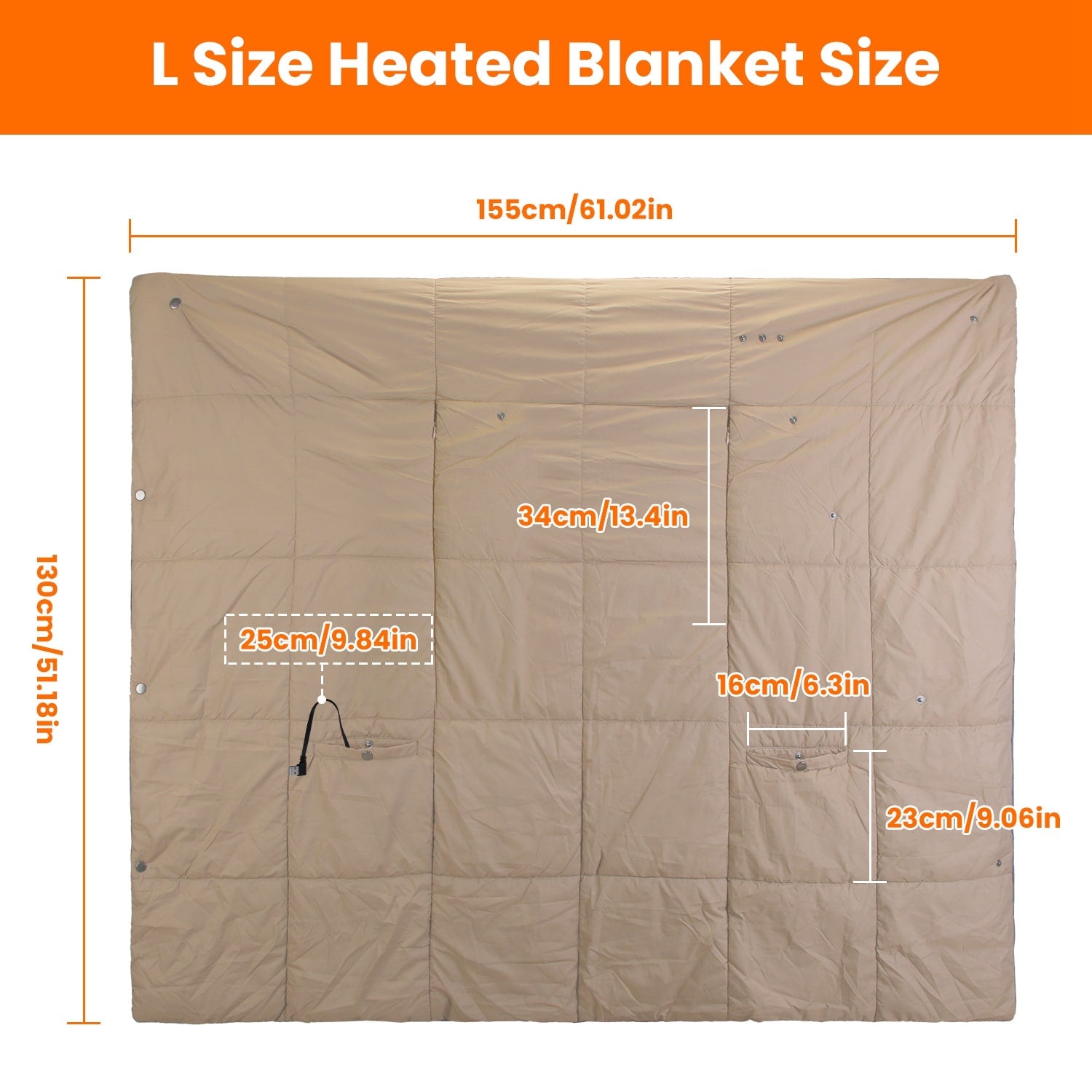 Heated Wearable Blanket with USB Control 6 Heating Zones Dual Switch and Zippered Arm Holes - Image 1