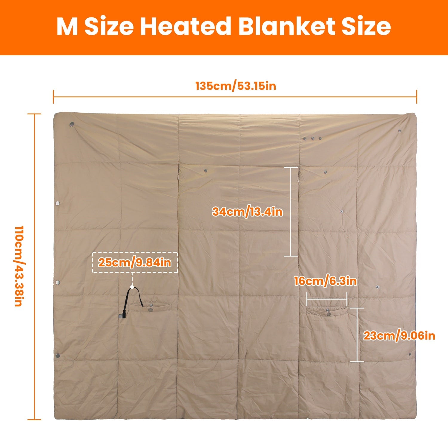 Heated Wearable Blanket with USB Control 6 Heating Zones Dual Switch and Zippered Arm Holes - Image 7