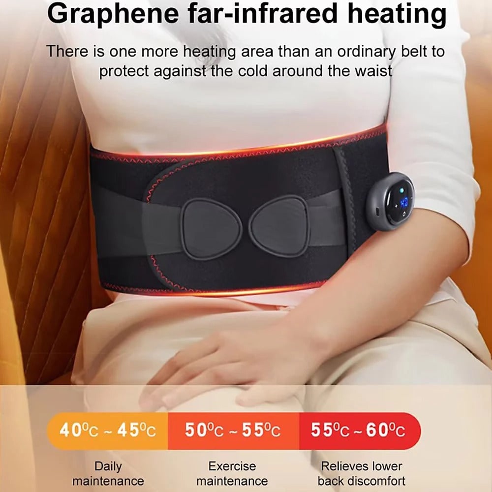 Heated Wide Waist Belt with Vibration Massage and LED Temperature Display - Image 4