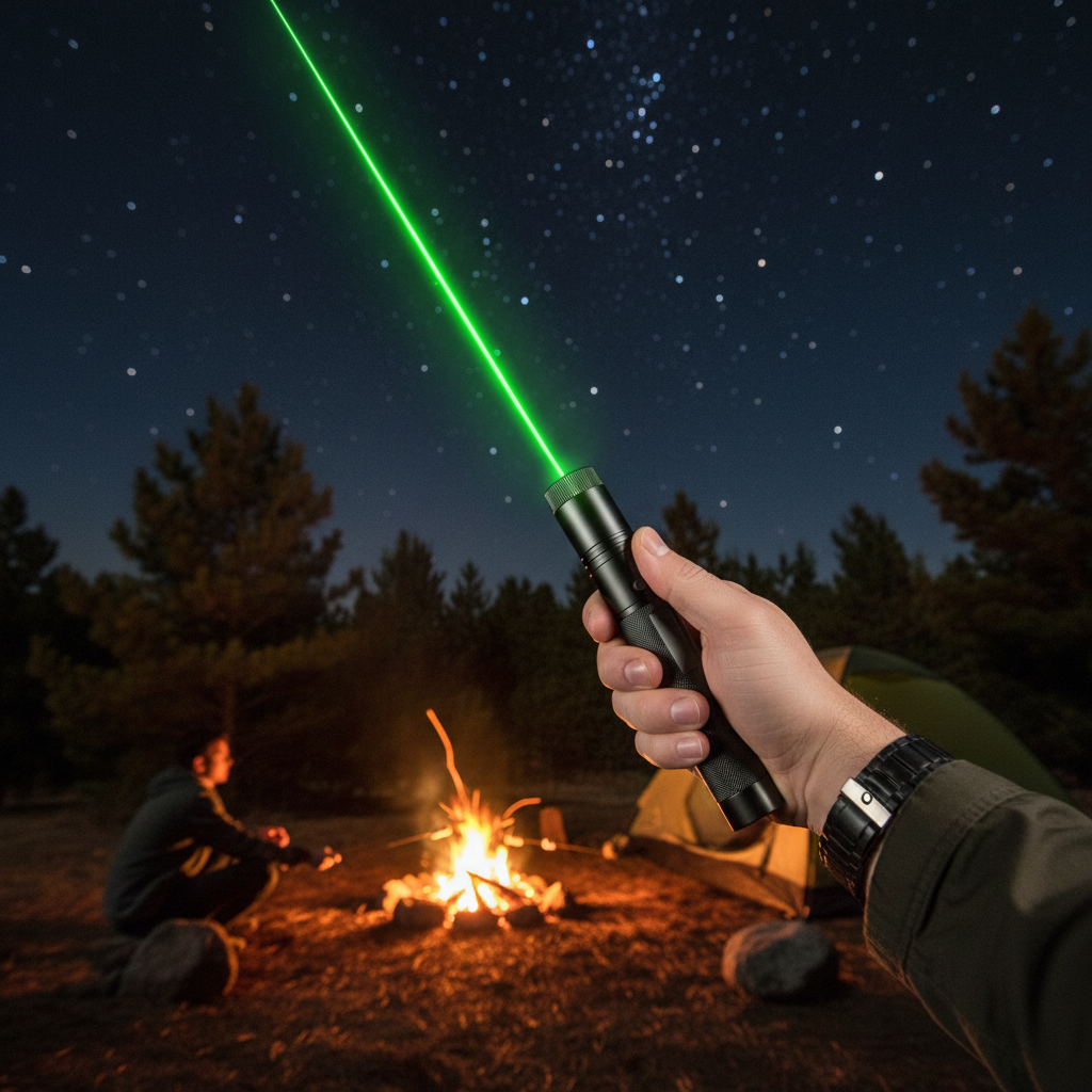 High Power Laser Pointer Pen with Adjustable Focus and Safety Key Lock Blue Light - Image 1