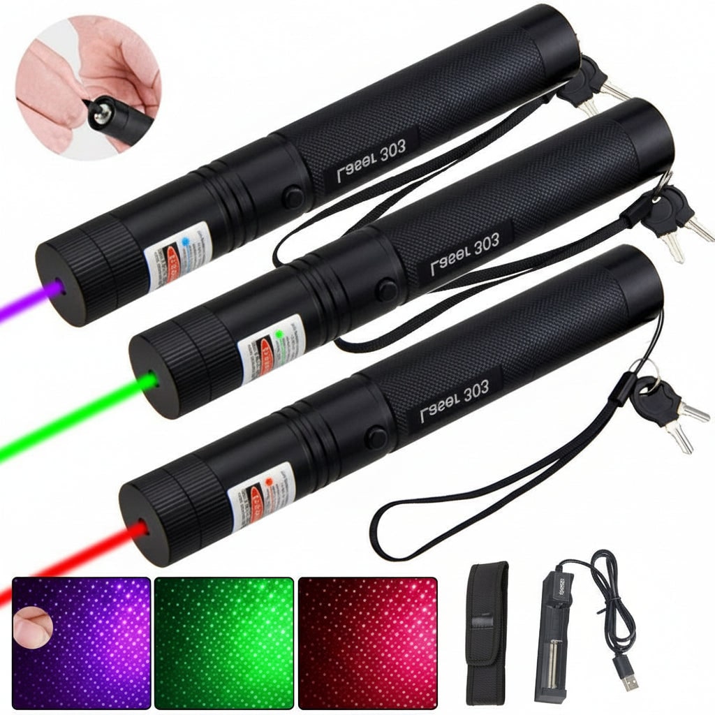 High Power Laser Pointer Pen with Adjustable Focus and Safety Key Lock Blue Light - Image 5