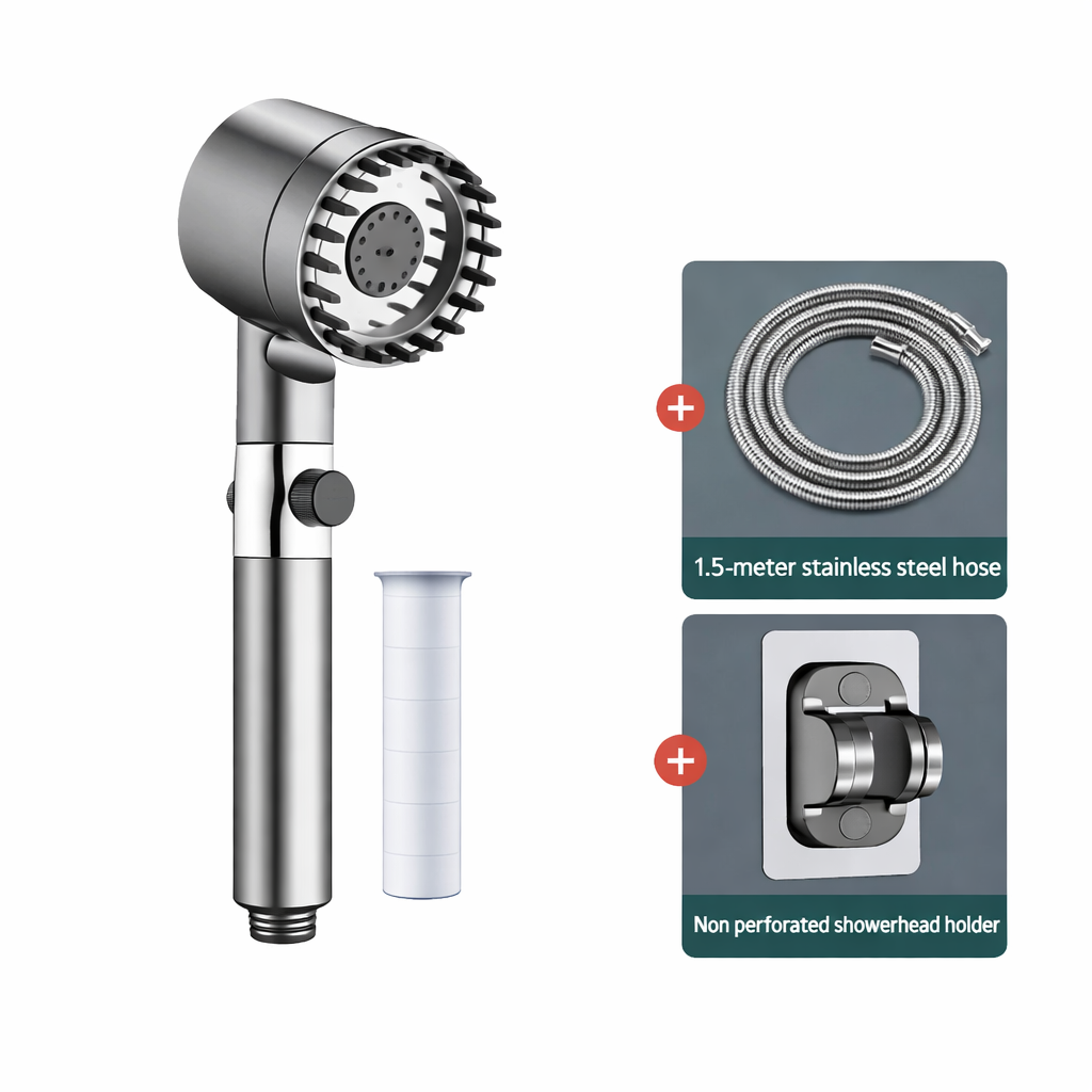 High Pressure Filtered Water Filtration Shower Head with Handheld Design and Pause Button - Image 9