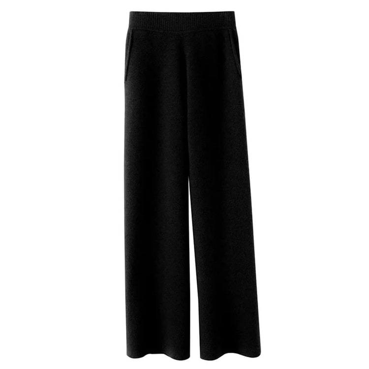 High Waisted Knit Pants Wide Leg Women's Casual Relaxed Fit Brushed Pockets - Image 5