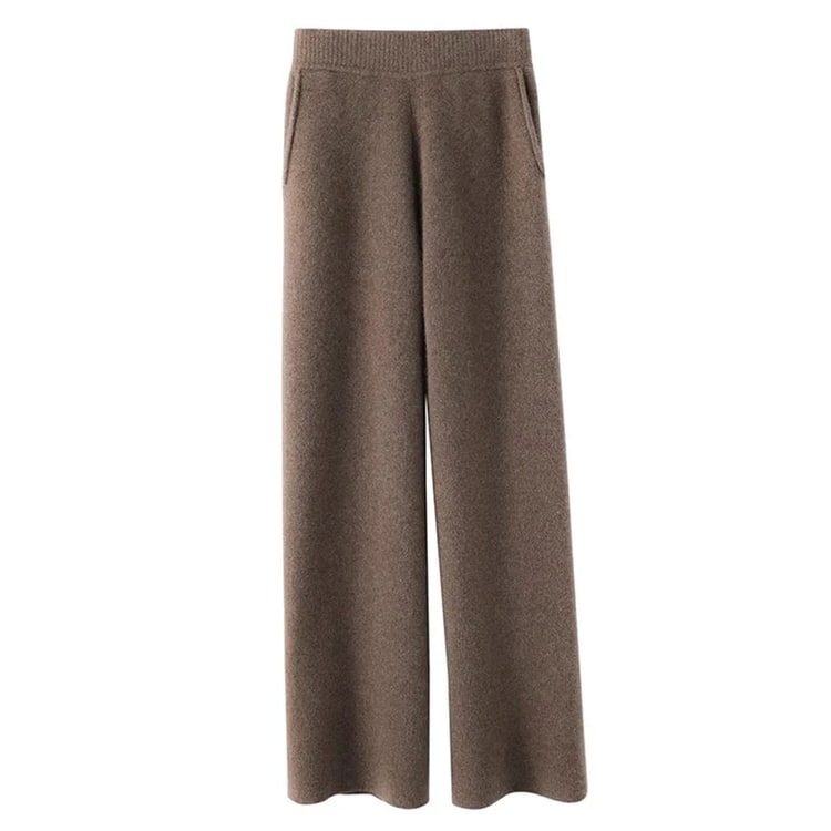 High Waisted Knit Pants Wide Leg Women's Casual Relaxed Fit Brushed Pockets - Image 7