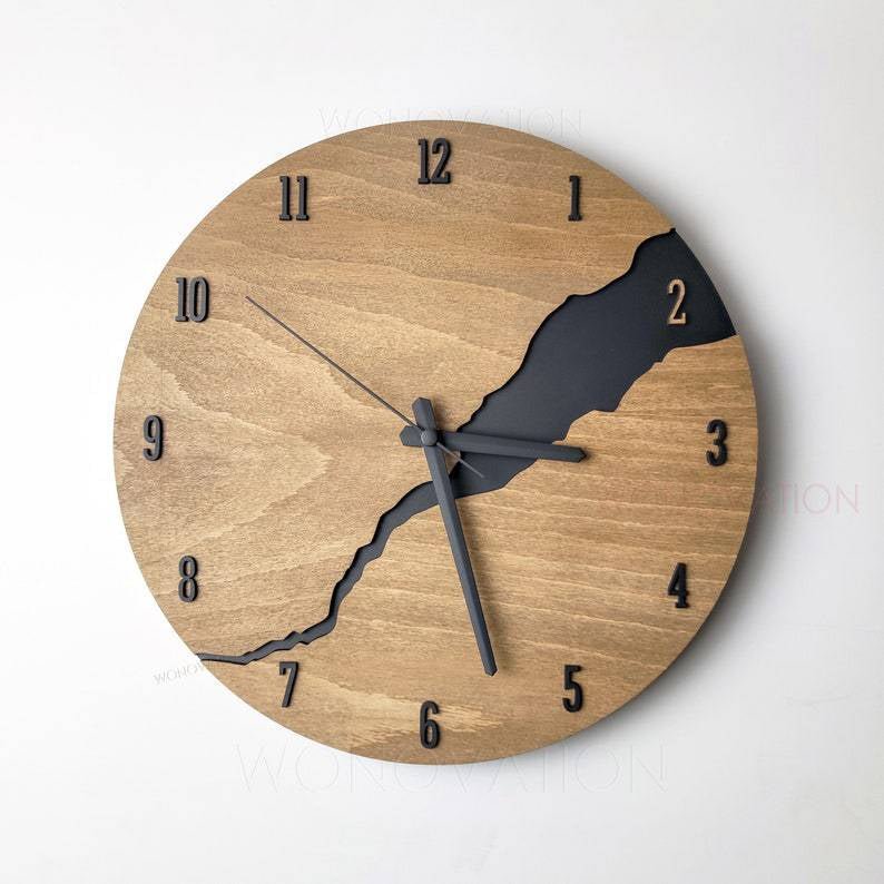 Elegant Wooden Wall Clock for Home Decor – Minimalist Timepiece for Living Room, Kitchen and Office Interiors