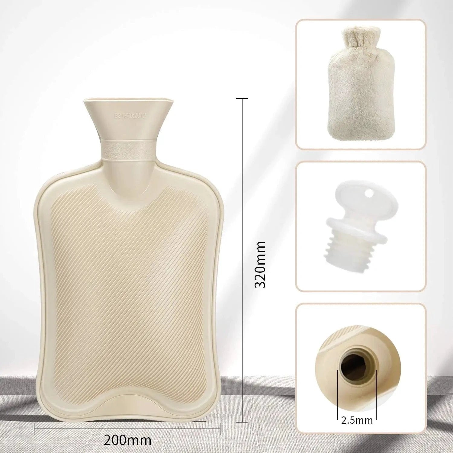 Hot Water Bottle for Bed Heated Removable Plush Cover Portable - Image 2