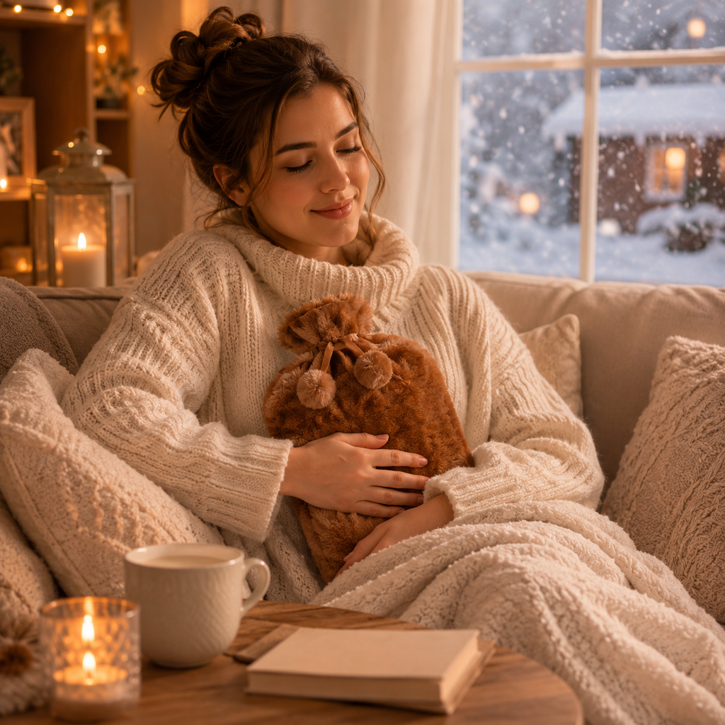 Hot Water Bottle for Bed Heated Removable Plush Cover Portable - Image 3
