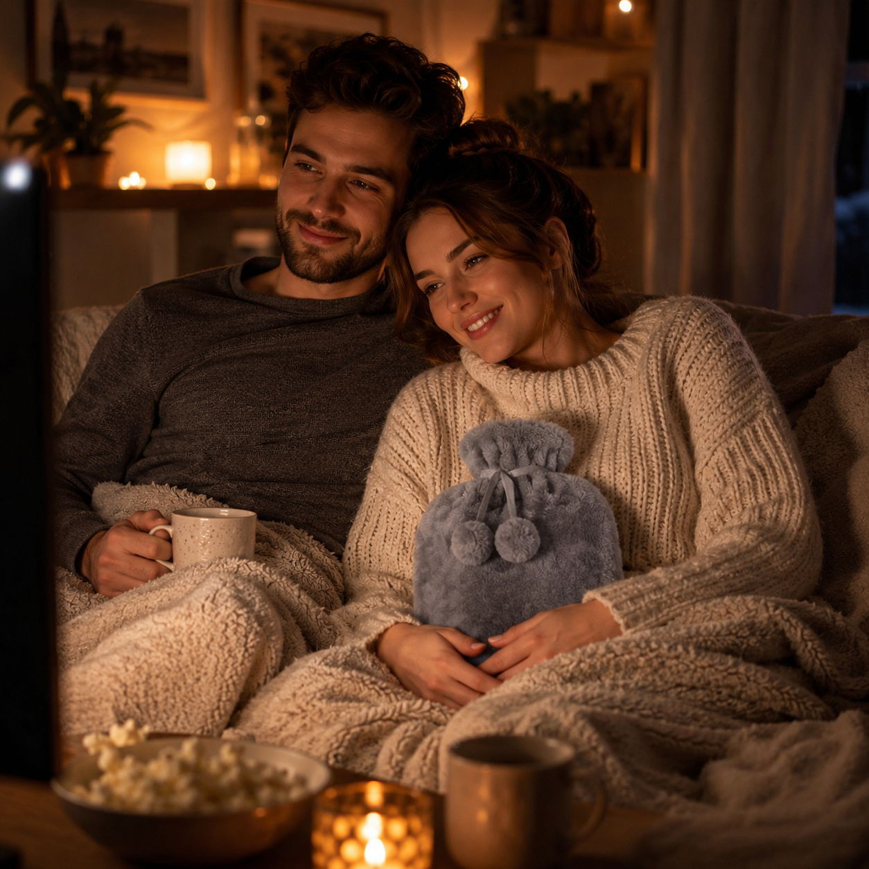 Hot Water Bottle for Bed Heated Removable Plush Cover Portable - Image 4