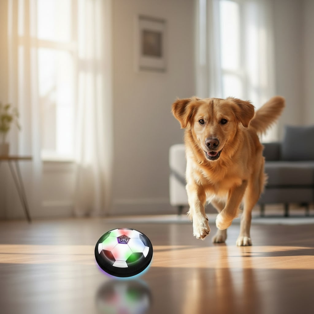 Hover Soccer Ball Size 5 with LED Lights Foam Bumper and Black White Match Design for Dogs - Image 4