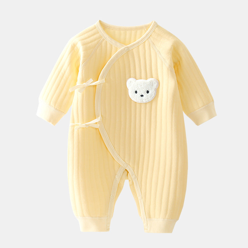 Bear Print Baby Romper for Spring and Autumn – Comfortable One-Piece Outfit for Infants and Toddlers