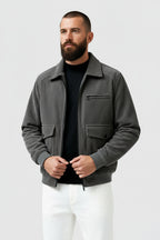 Liam – Grey Corduroy Jacket for Men