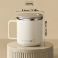 Insulated Stainless Steel Coffee Mug with Double Wall Lid and Handle for Travel 8 Oz - Image 1