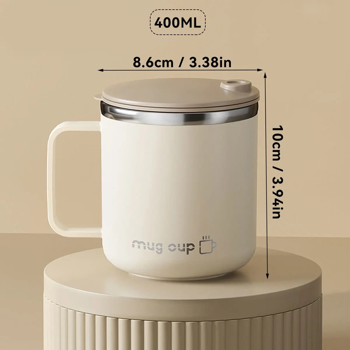 Insulated Stainless Steel Coffee Mug with Double Wall Lid and Handle for Travel 8 Oz - Image 1