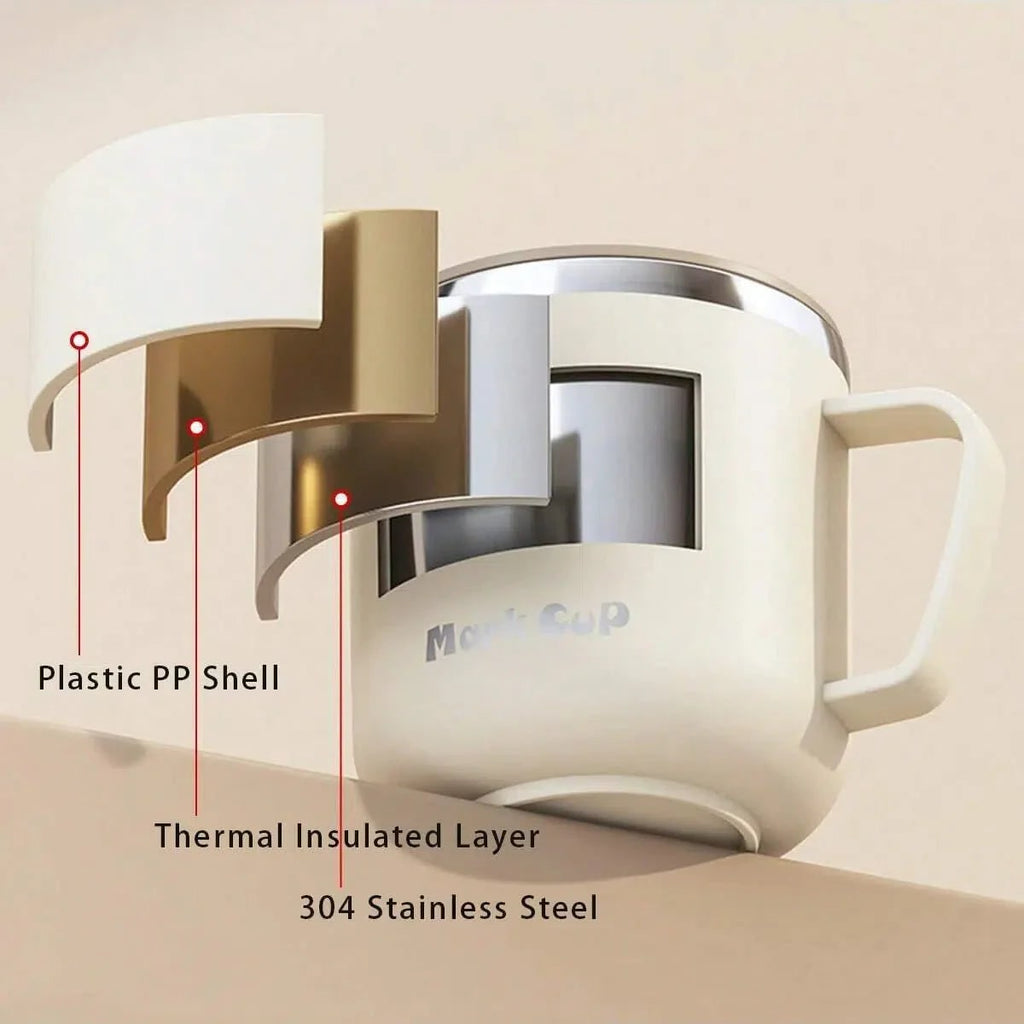 Insulated Stainless Steel Coffee Mug with Double Wall Lid and Handle for Travel 8 Oz - Image 2