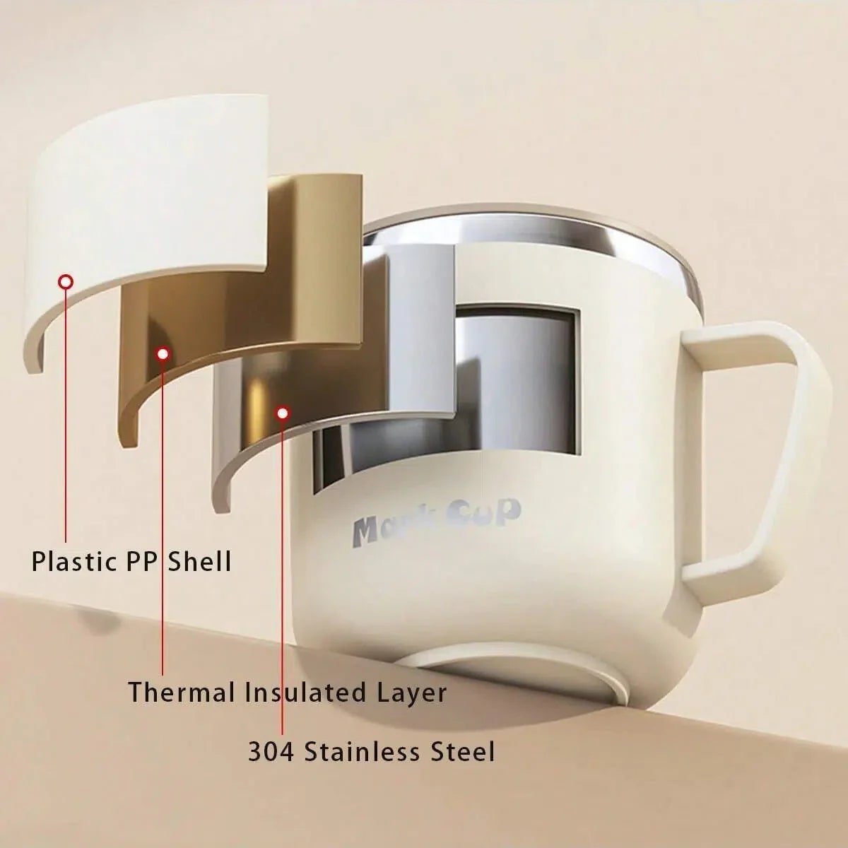 Insulated Stainless Steel Coffee Mug with Double Wall Lid and Handle for Travel 8 Oz - Image 2