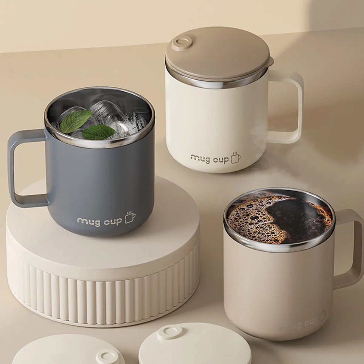 Insulated Stainless Steel Coffee Mug with Double Wall Lid and Handle for Travel 8 Oz - Image 7