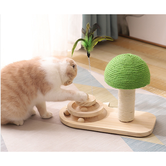 Interactive Cat Toys with Ball Track Scratching Post and Spring Wand - Image 2